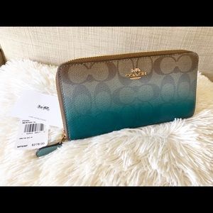 Coach Accordion Zip Wallet Ombre Signature Canvas
